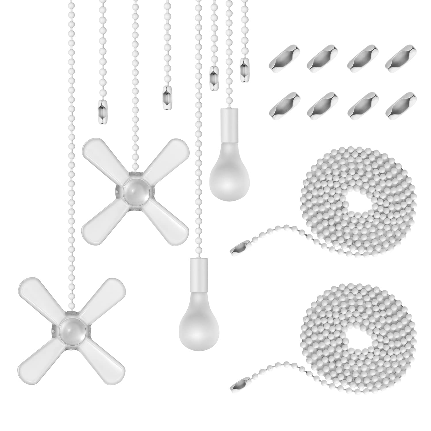 Ceiling Fan Pull Chain Set Elfcab Including 4Pcs 12 Inch 3Mm Beaded Ball Fan Pull Chain Pendant Extra 8Pcs Pull Loop Connectors