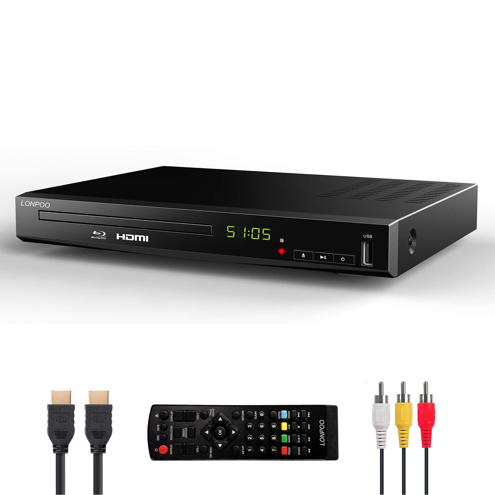 Hd Blu Ray Disc Player For Tv With Hdmi And Av Cables, 1080P, Built In Pal Ntsc, Coaxial Output, Usb Input