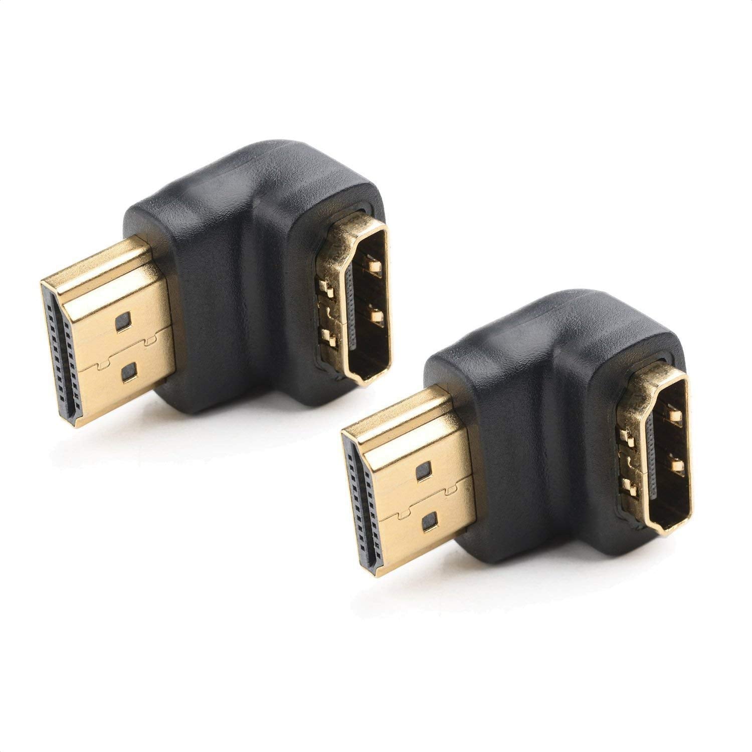 Cable Matters 2 Pack Right Angle HDMI Adapter with 4K 60Hz and HDR Support, 90 Degree HDMI Right Angle Adapter, Black