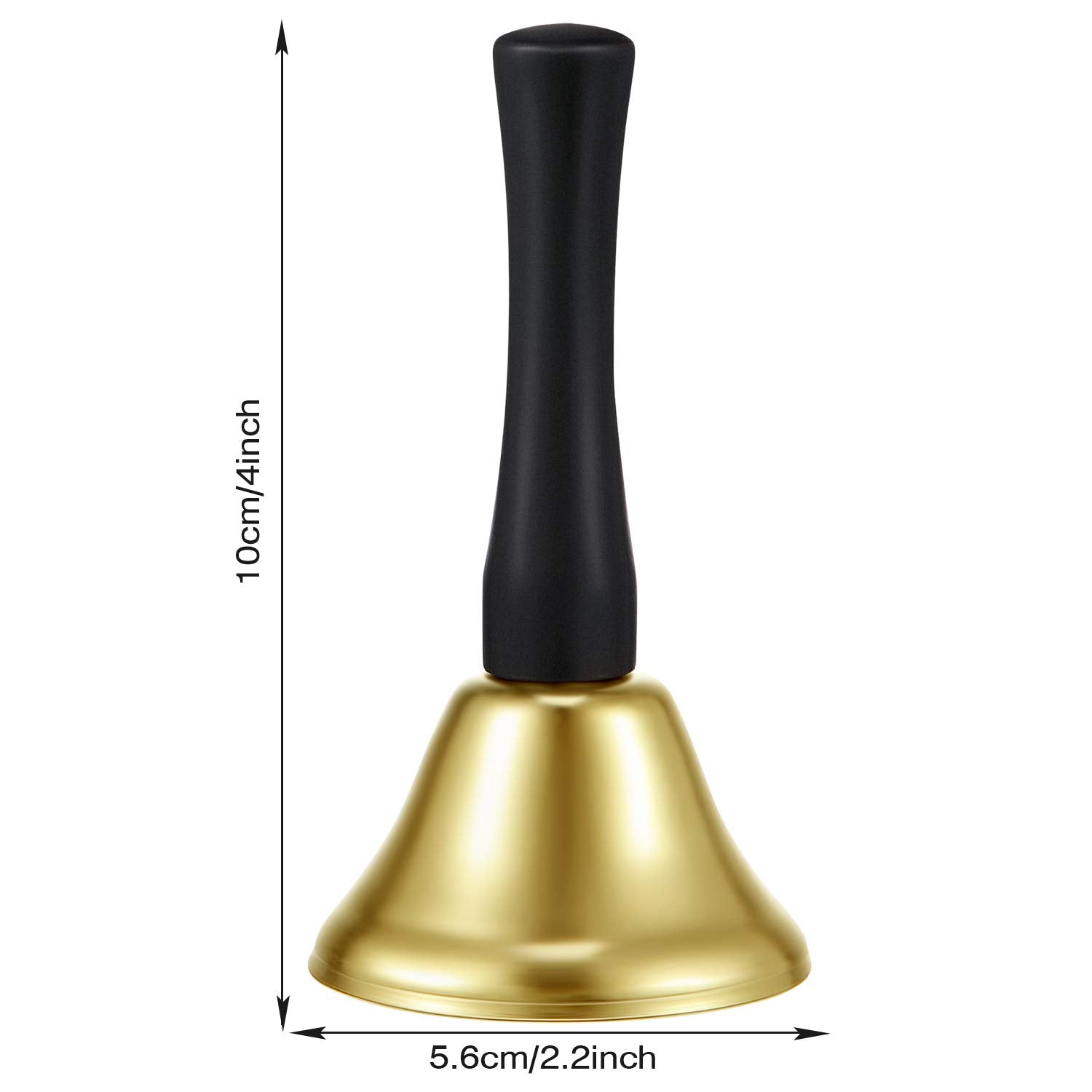 24 Pieces Hand Bells Silver Steel Service Handbells Black Wooden Handle Diatonic Metal Bells Musical Percussion (Gold)