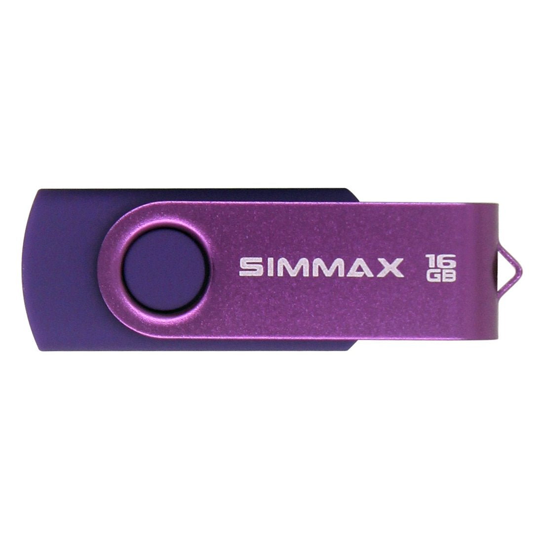 Simmax 5Pcs 16Gb Usb Flash Drive U Disk 16Gb Usb 2.0 Flash Memory Stick Swivel Design (Five Mixed Colors: Black Blue Green Purple Red)(Mix Color1)