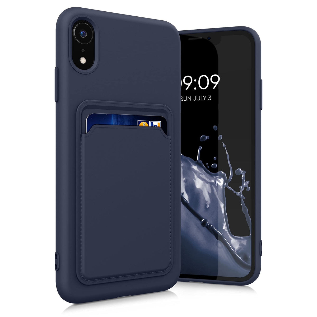 Kwmobile Case Compatible With Apple Iphone Xr Case   Tpu Phone Cover With Credit Card Holder   Dark Blue