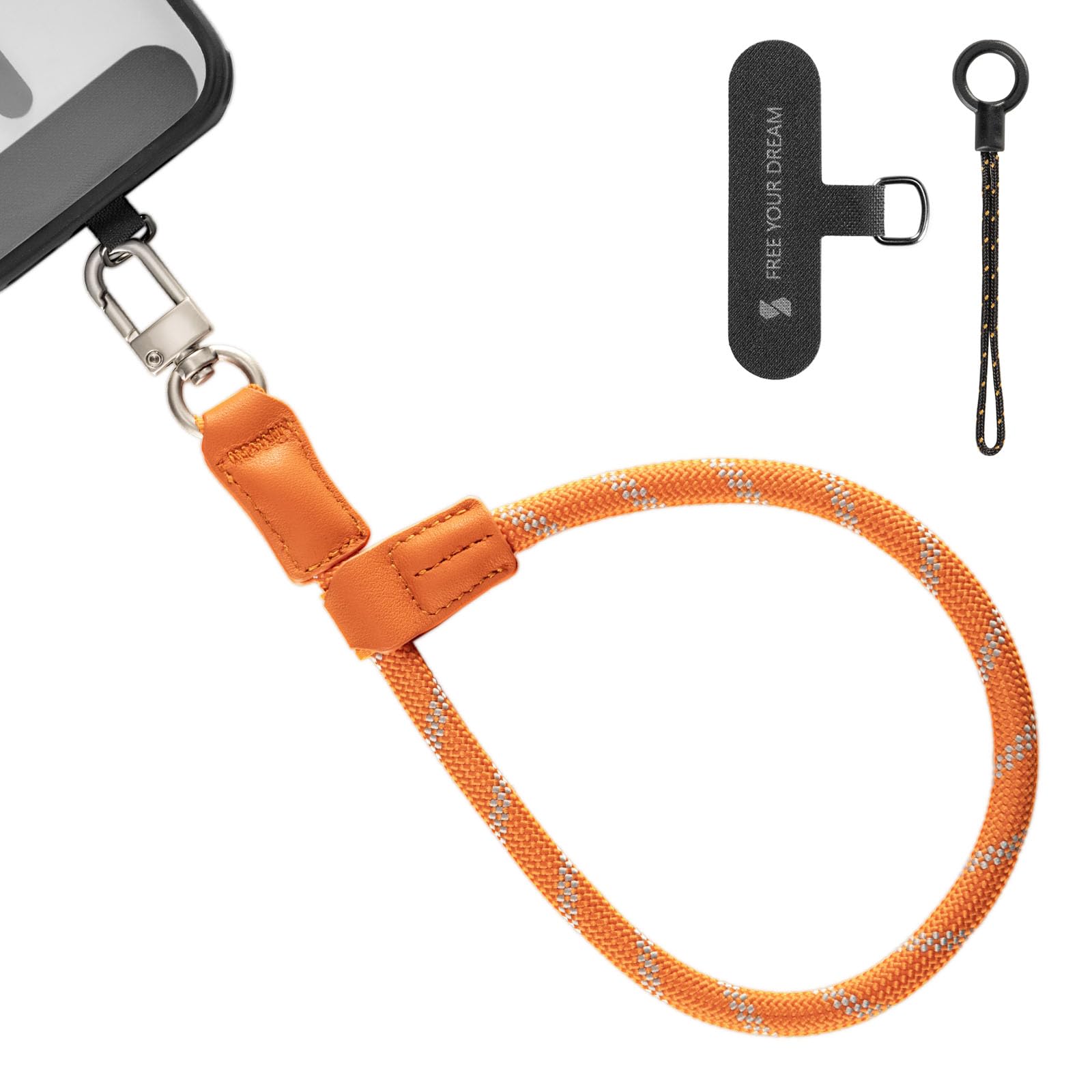 SMALLRIG Adjustable Phone Wrist Strap, 38cm Leather & Nylon Wrist Strap for Smartphones with Built-in Hook for Keys & Accessorie