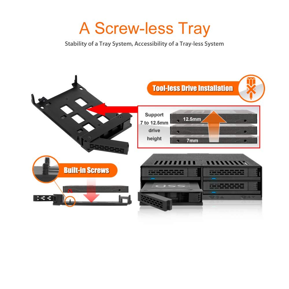 ICY DOCK 4 Bay 2.5' SAS/SATA HDD & SSD Hot Swap Cage for External 5.25' Bay | ExpressCage MB324SP B