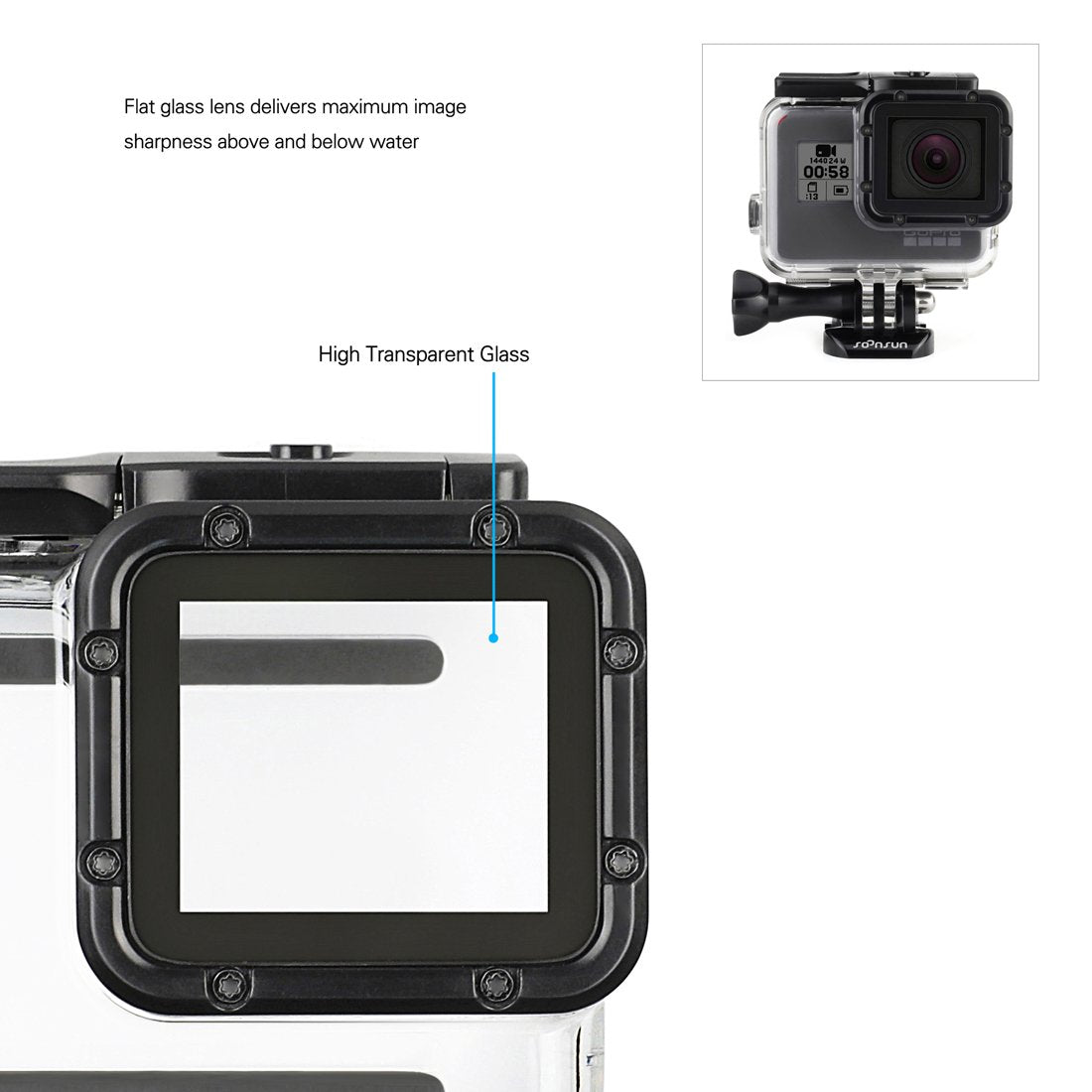 Soonsun 45M Underwater Waterproof Dive Housing Case With 3 Pack Dive Filters For Gopro Hero 5 6 7 Black Hero (2018)   Include Ba