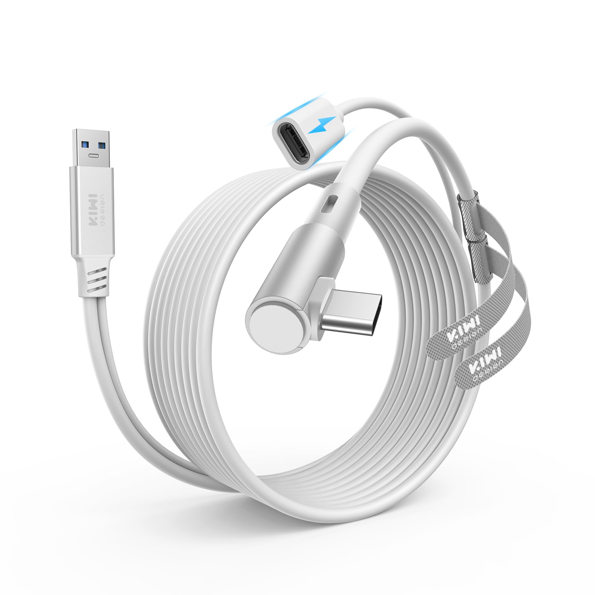 KIWI design Link Cable with Charging 16FT Compatible with Meta Quest 3S/3/2/Pro/Pico 4 Accessories and PC/SteamVR, USB 3.0 to US
