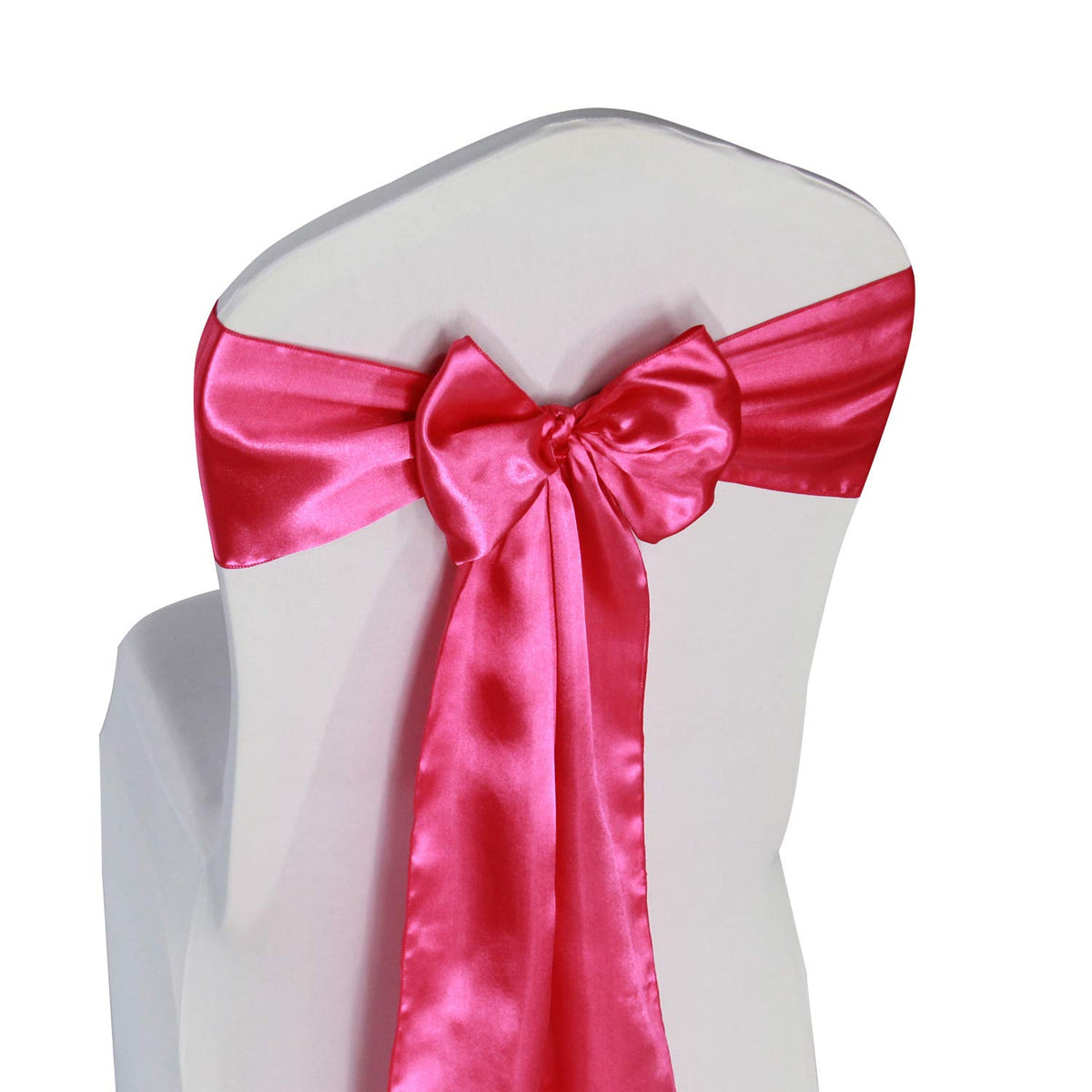 Welmatch Hot Pink Satin Chair Sashes Ties   50 Pcs Wedding Banquet Party Event Decoration Chair Bows (Hot Pink, 50, 65X108)