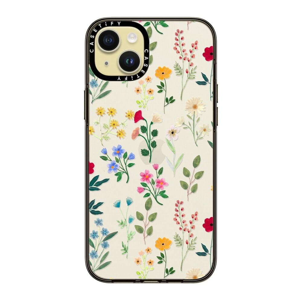 Casetify Compact Case For Iphone 15 Plus [2X Military Grade Drop Tested / 4Ft Drop Protection]   Spring Botanicals 2   Clear Bla
