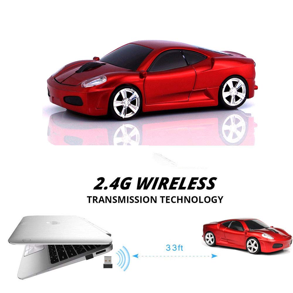 Jinfili Sleep Sport Car Shaped Wireless Computer Mouse Ergonomic Gaming Optical Mouse Usb 2.4G Mini Receiver Office Accessories