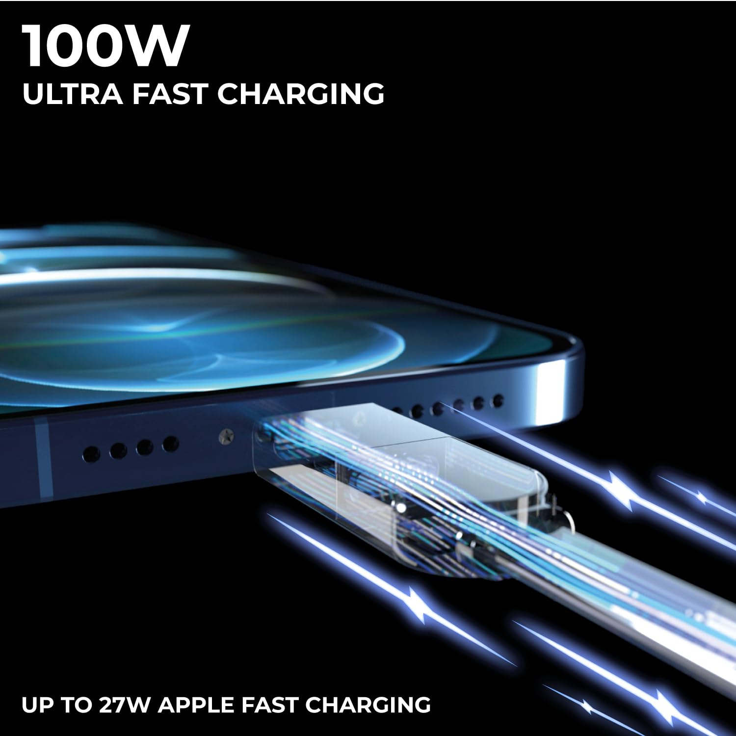 Rolling Square Incharge X, Multi Charging Cable, Portable Keychain Charger Cable, 6 In 1 With 100W Ultra Fast Charging Power, La