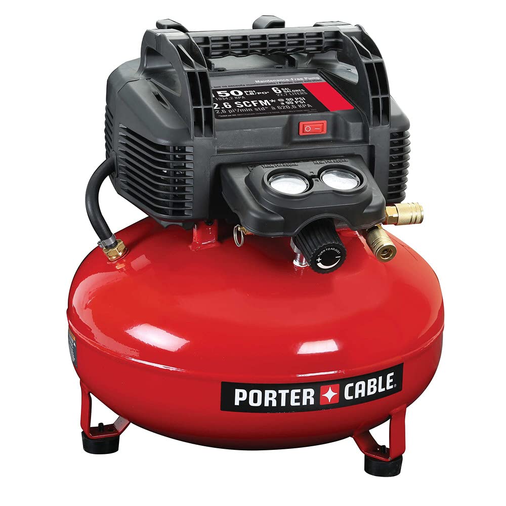 Porter Cable Air Compressor, 6 Gallon, Pancake, Oil Free (C2002 Ecom)