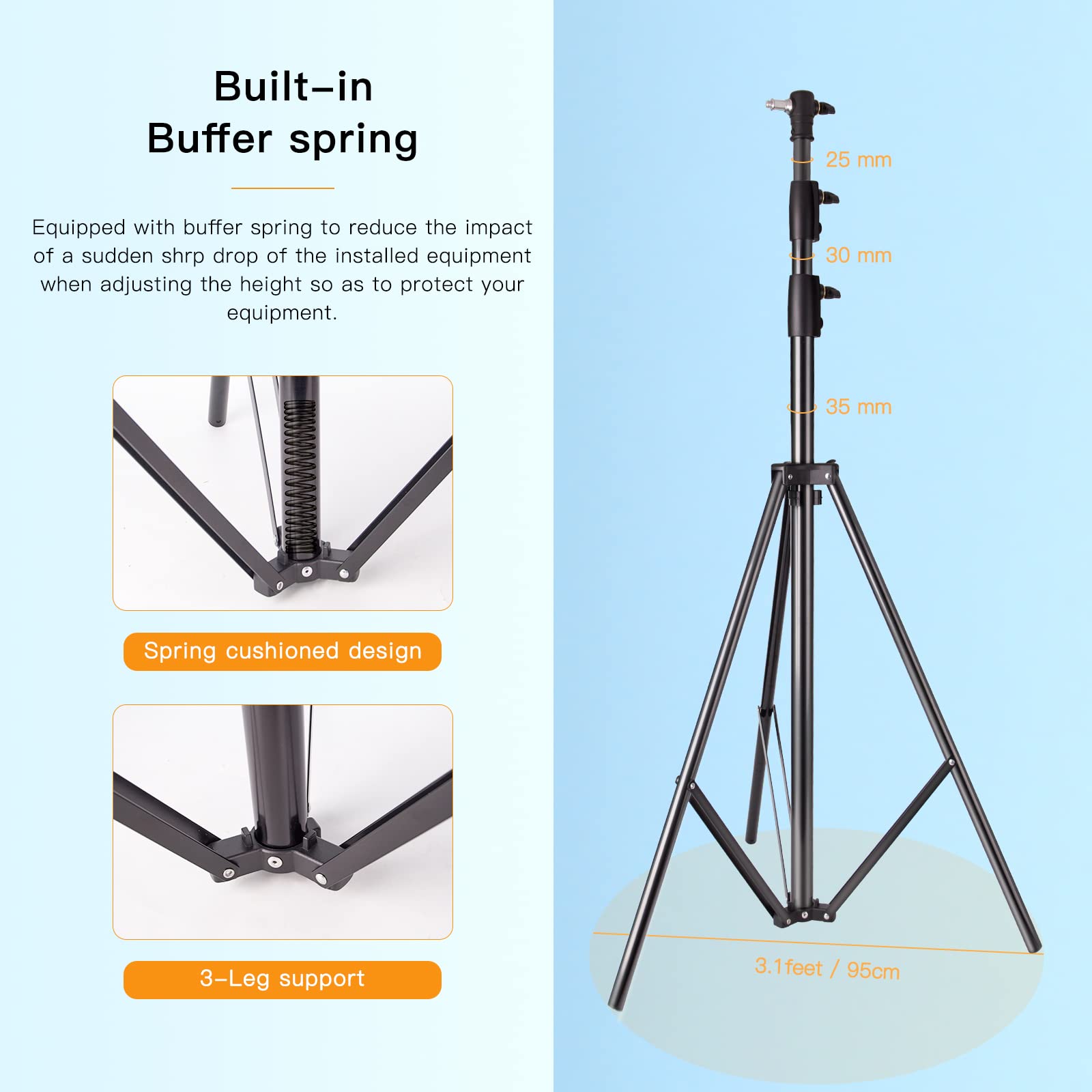 Godox Heavy Duty Aluminum Photography Light Tripod Stand For Studio Photography Lighting, Backgrounds, Monolights, Strobe Flash