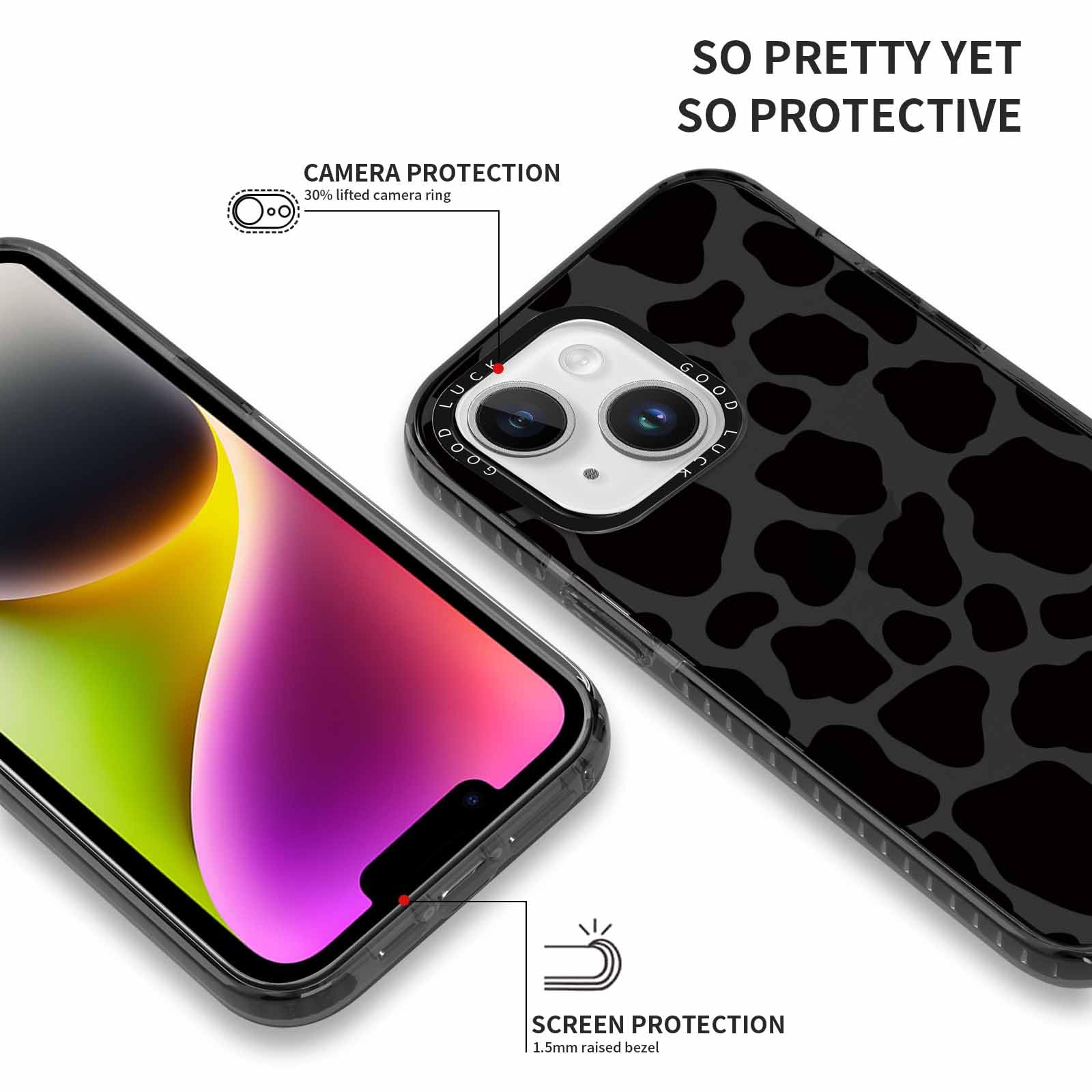 Rumdey 2 Pack Cute Pattern For Iphone 13 Mini 5.4'' Phone Case, Cow Print Aesthetic Design Clear Cases Soft Silicone Slim Tpu Sh