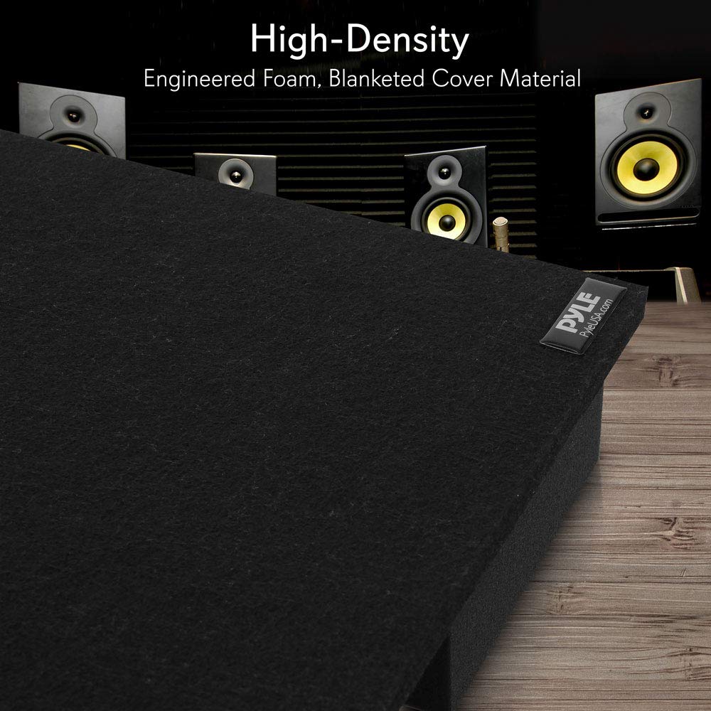 Pyle Sound Dampening Speaker Riser Foam - Audio Acoustic Noise Isolation Platform Pads Recoil Stabilizer W/ Rubber Base Pad For
