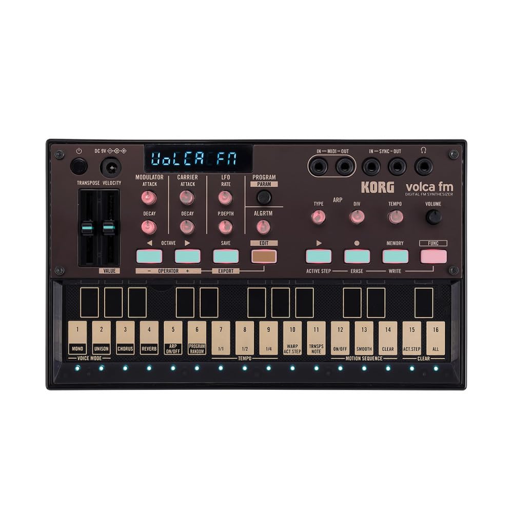 Korg Volca Fm Digital Fm Synthesizer W/ 16 Step Sequencer, Built In Chorus And Reverb Fx, Midi I/O, And Sync I/O