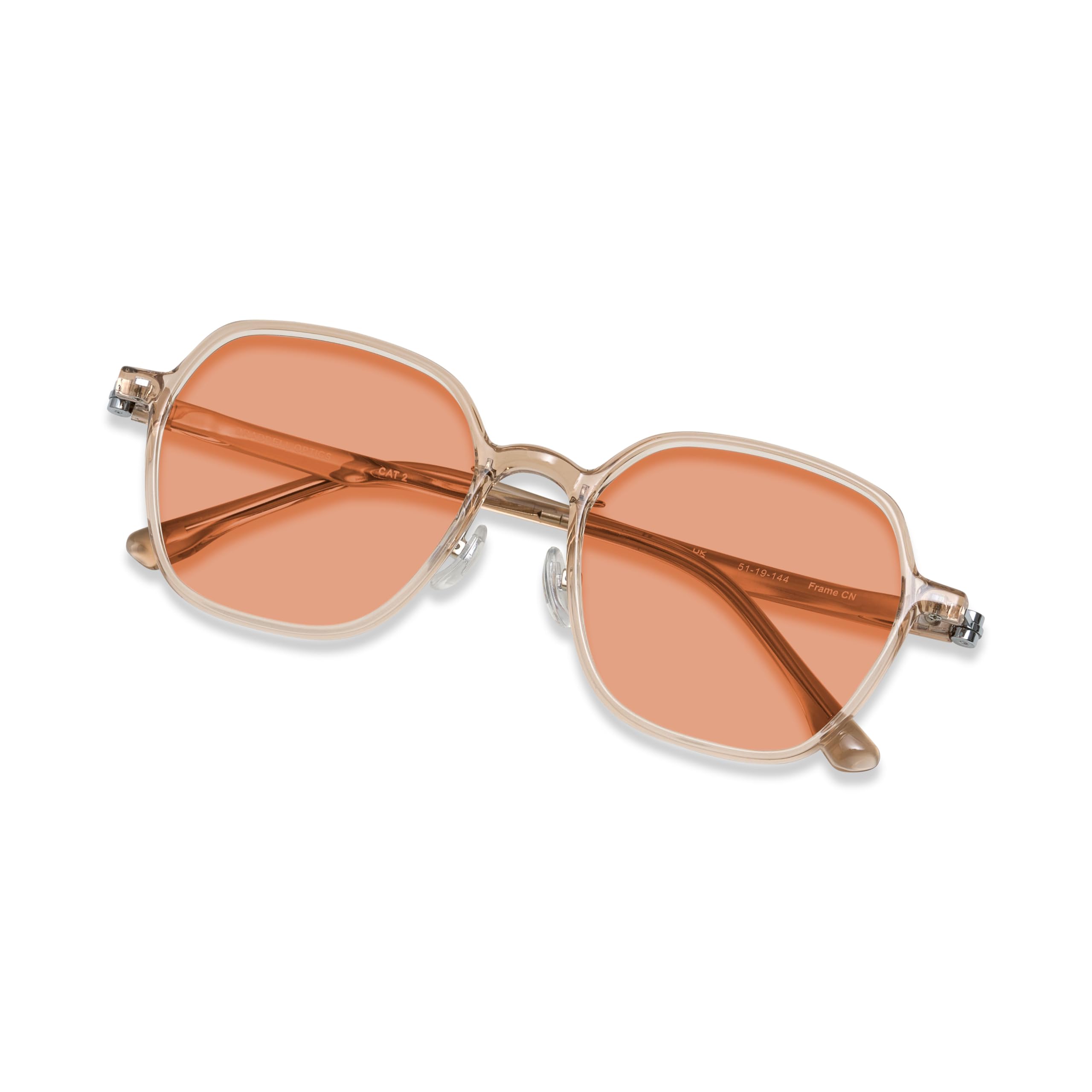 BRADDELL Womens FL-41 Photochromic Rose Tinted Migraine Light Sensitivity Glasses for Fluorescent LED Glare, Photophobia and Ey
