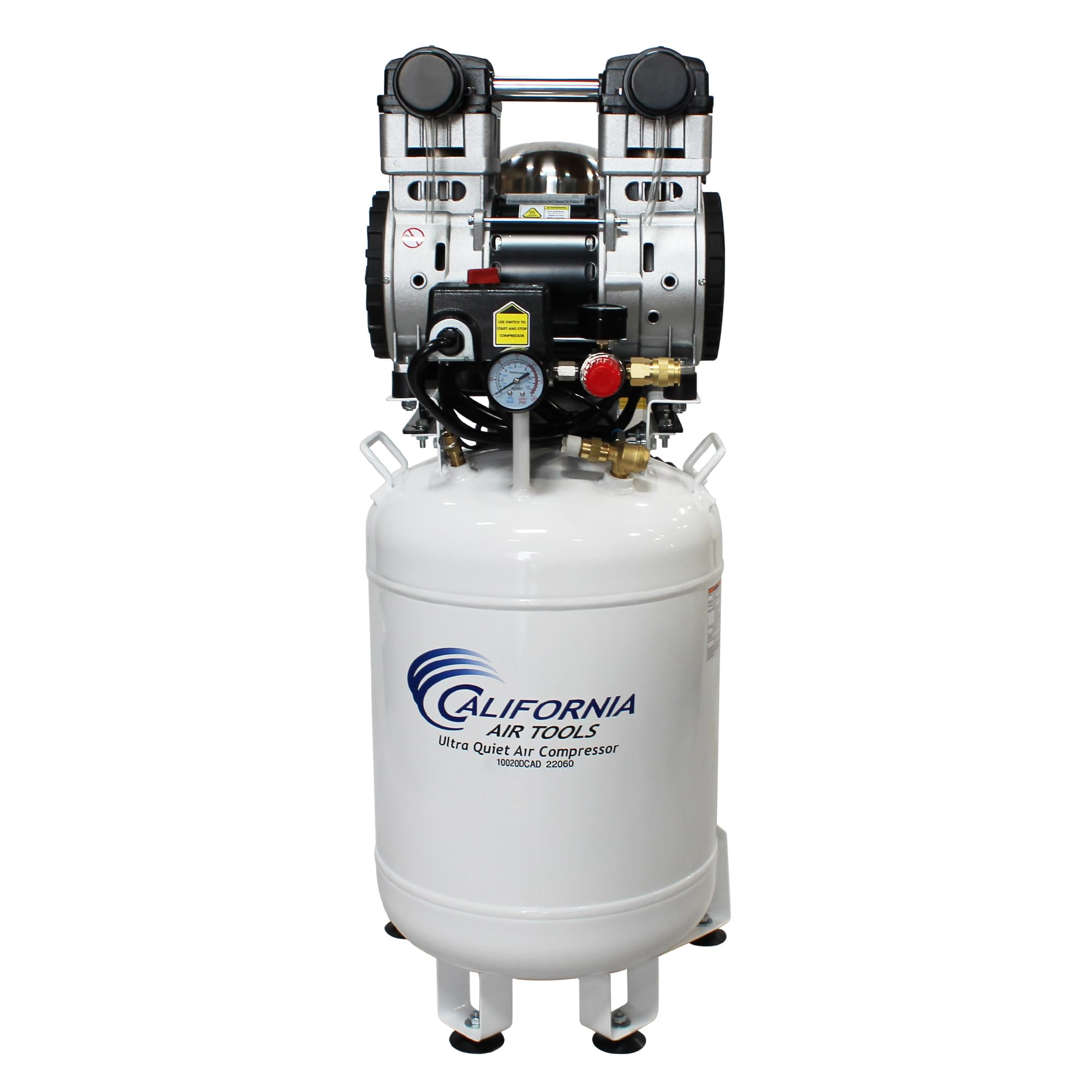 California Air Tools 10020DCAD-22060 Powerful 2.0 HP Ultra Quiet, Oil-Free Air Compressor, 10 Gallon Tank, 70 dB Noise Level, El
