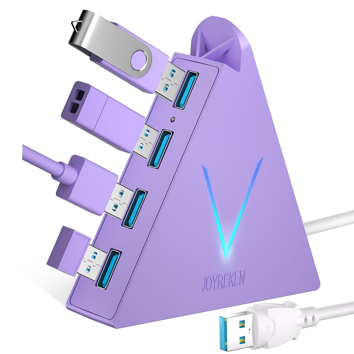 JoyReken 4-Port USB 3.0 Hub Tower with 2ft Cable - USB Splitter for La ...