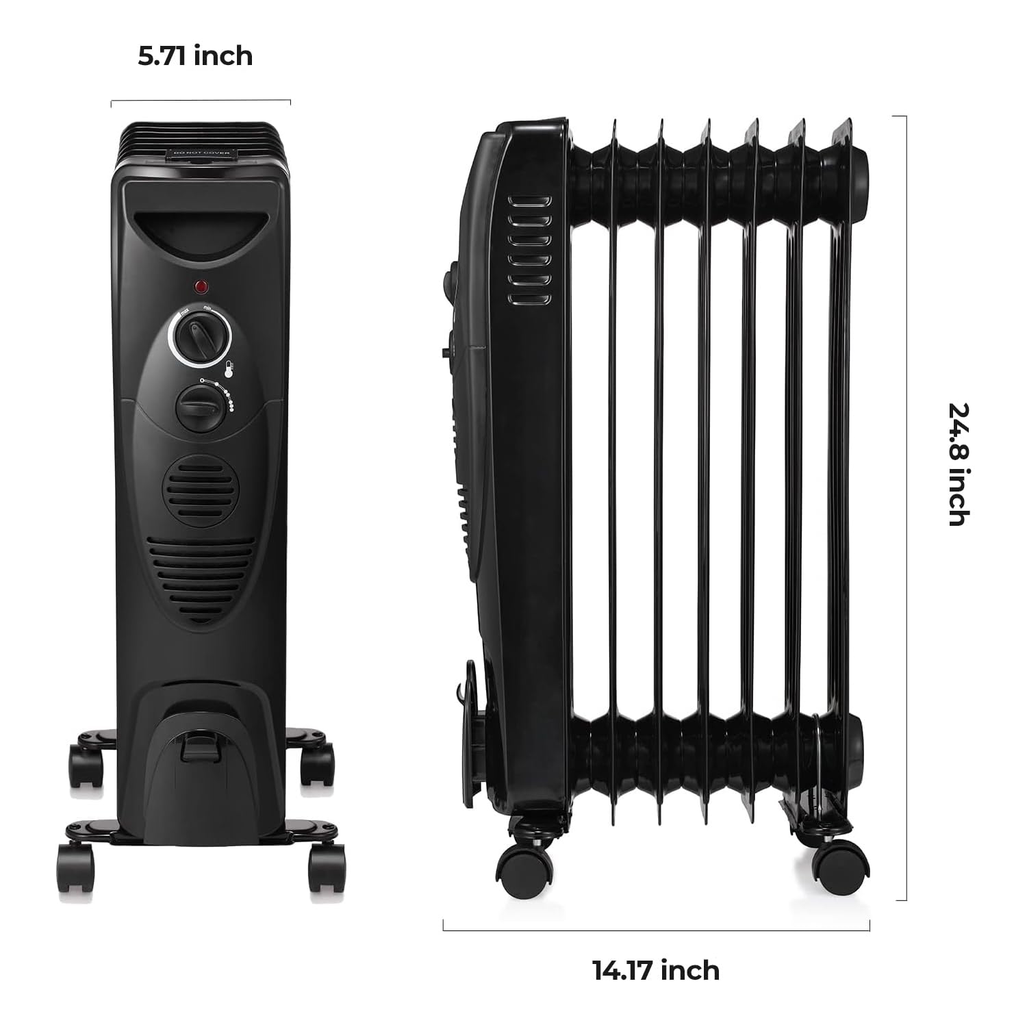 R.W.Flame Oil Filled Radiator Heater   3 Heat Settings, Adjustable Thermostat, Quiet And Portable Space Heater With Tip Over & O