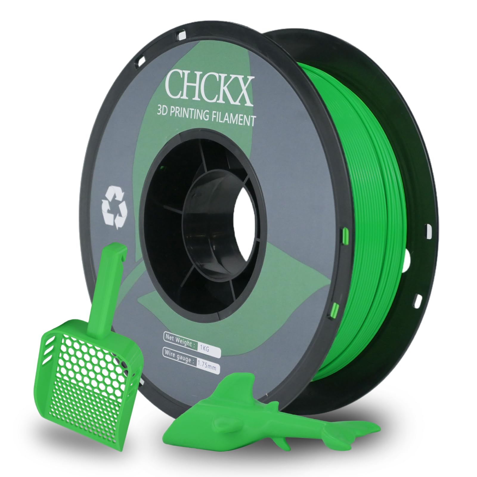 CHCKX PETG 3D Printer Filament, Dimensional Accuracy +/- 0.03 mm, 1kg Spool(2.2lbs), 1.75 mm Fit for Most 3D Printers, Grass Gre