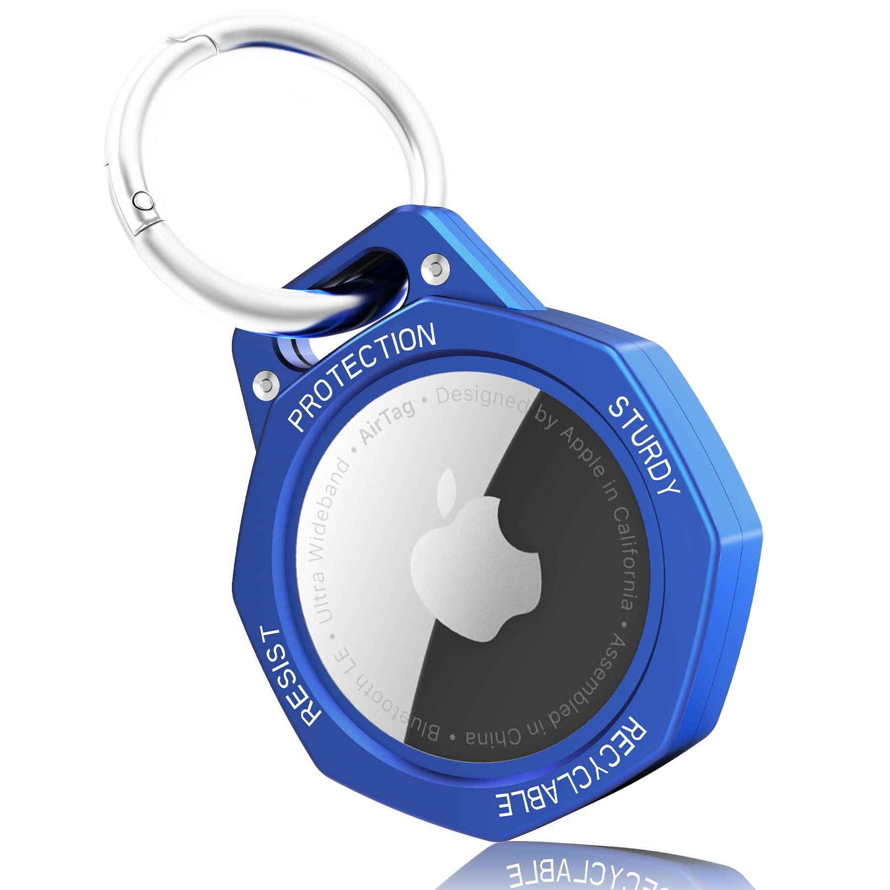 Tieuwant AirTag Holder Case- Aluminum Alloy Keychain for Apple AirTag Tracker(1 & 2 Gen) (Klein Blue)