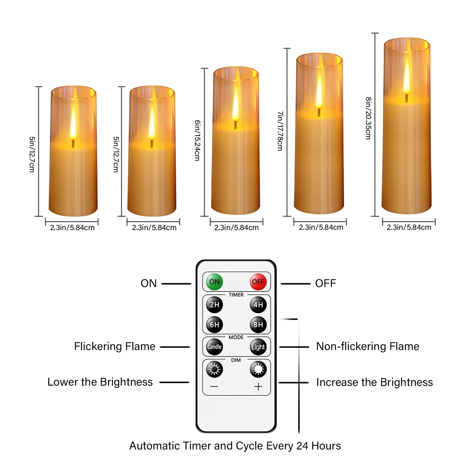 Thorbling Flameless Led Candles, Battery Operated Upgraded Realistic 5 Pcs Flickering Flame Pillar Candles With Remote Timer, Fo