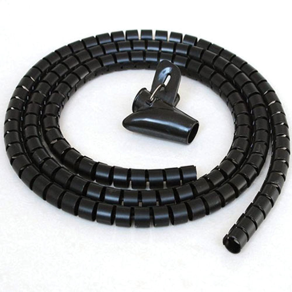 5Ft Split Loom Cable Wrap, Black, 15Mm Diameter, Sprial Cable Zip Wrap, Cord Organizer Wraps With Tool, Cablewholesale