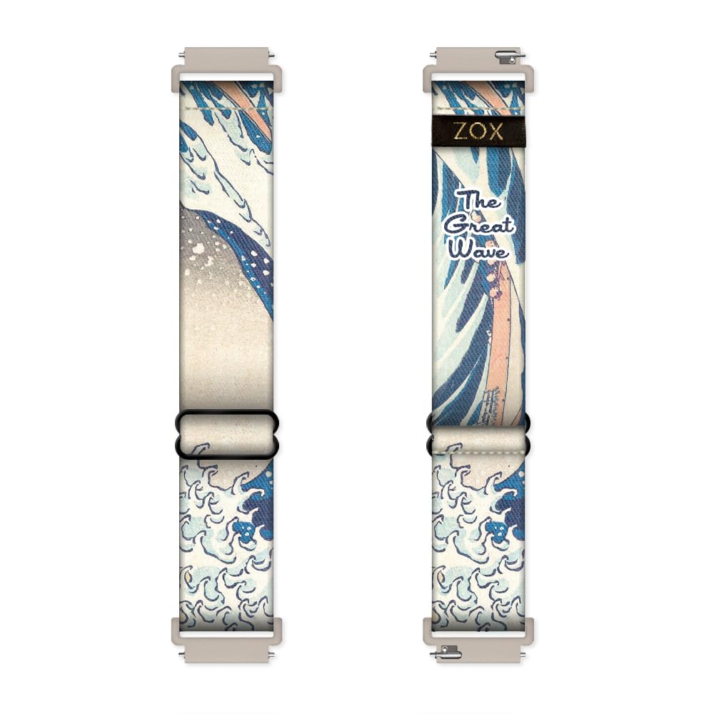 Zox Android Smart Watch Band - The Great Wave | Soft, Adjustable Elastic Band With Motivational Affirmations And Beautiful Artwo