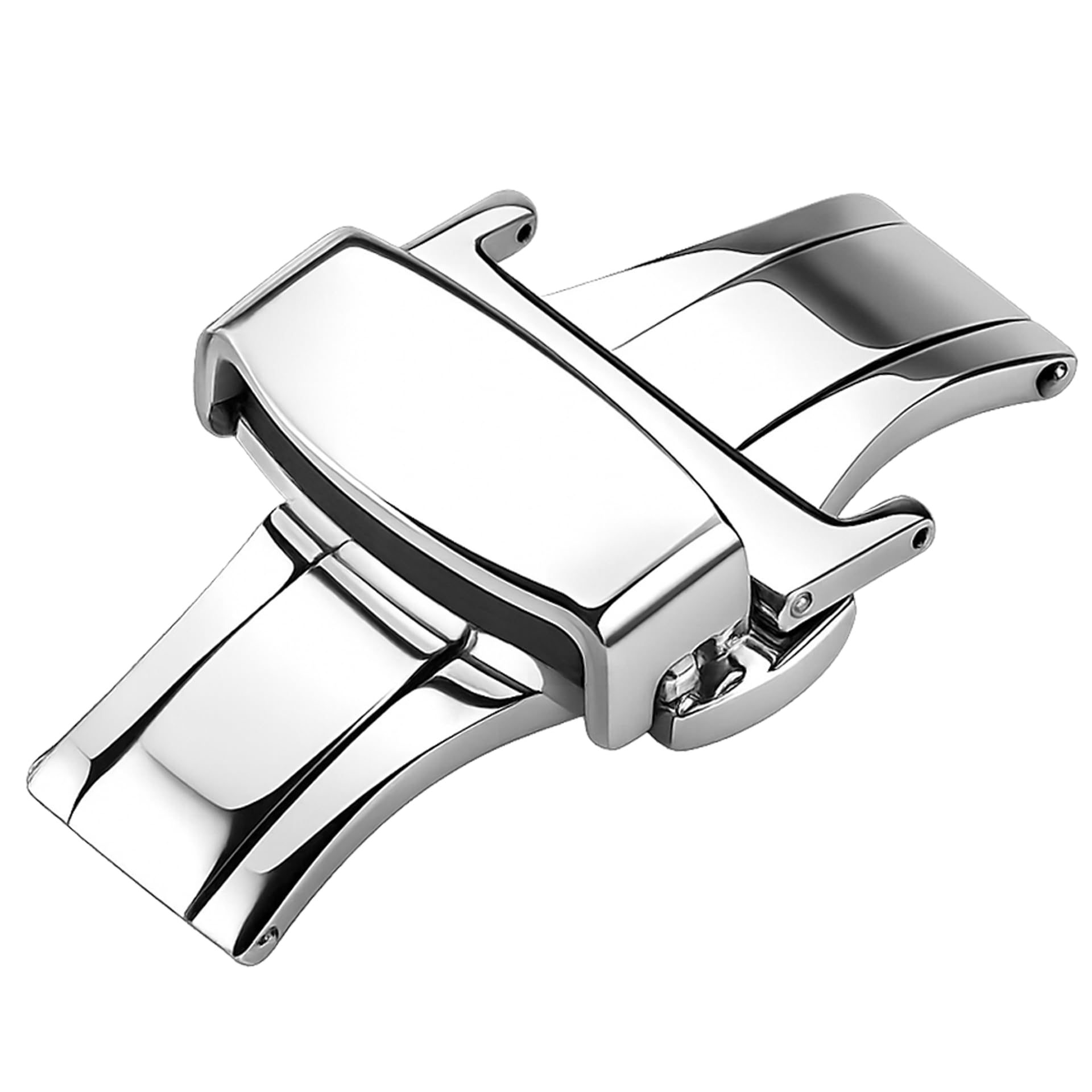 Dblack Dslck3 Butterfly Lock Stainless Steel Deployment Buckle Double Push Spring Clasp For Watch Strap // For 16Mm, 18Mm, 20Mm,