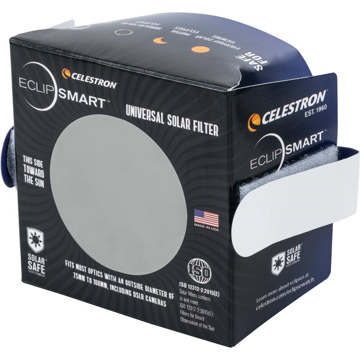 Celestron   Eclipsmart Safe Solar Eclipse Telescope And Camera Filter   Meets Iso 12312 2:2015(E) Standards   Works With Your Te