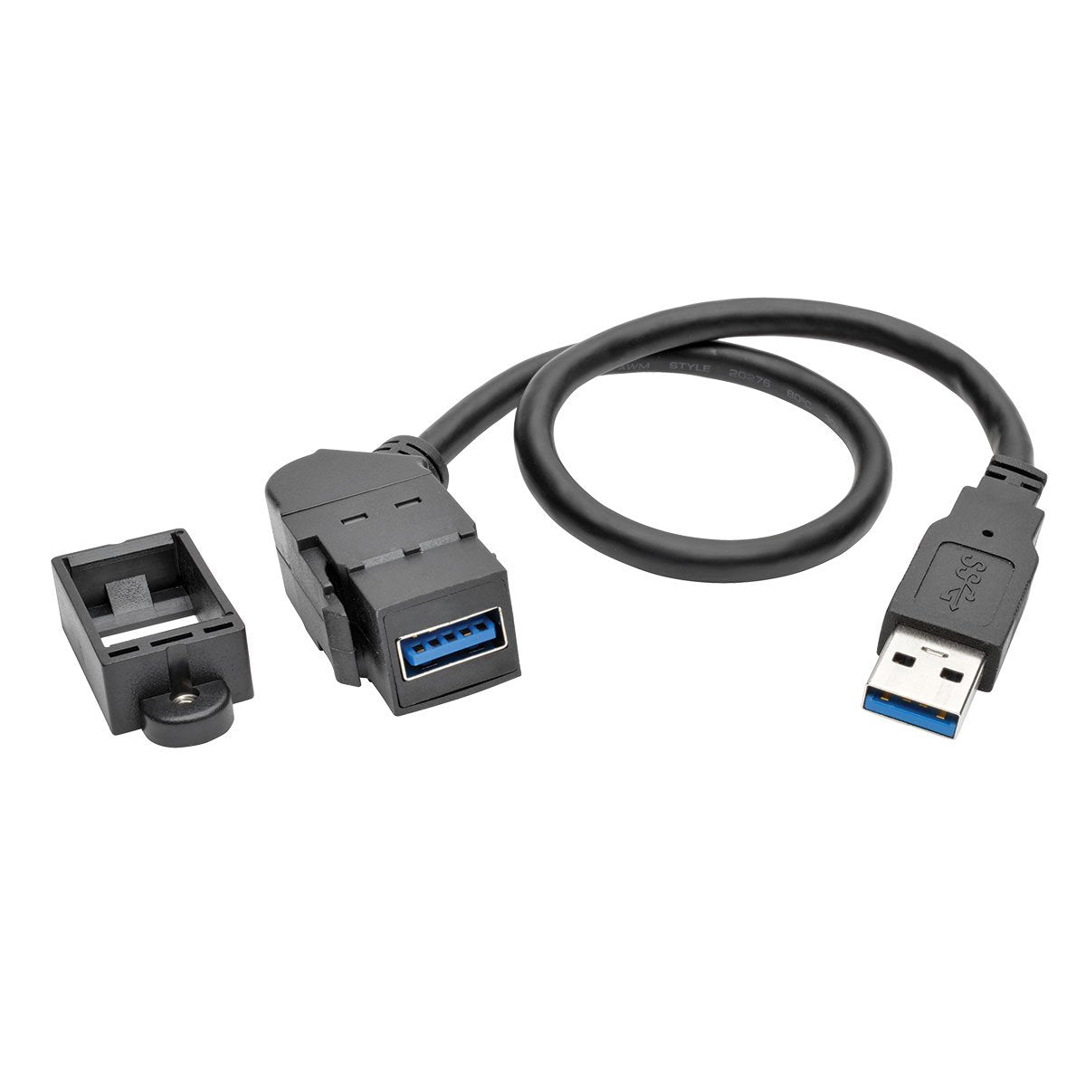 Tripp Lite Usb 3.0 Keystone/Panel Mount Extension Cable (M/F), Angled Connector, Black, 1 (U324 001 Kpa Bk)