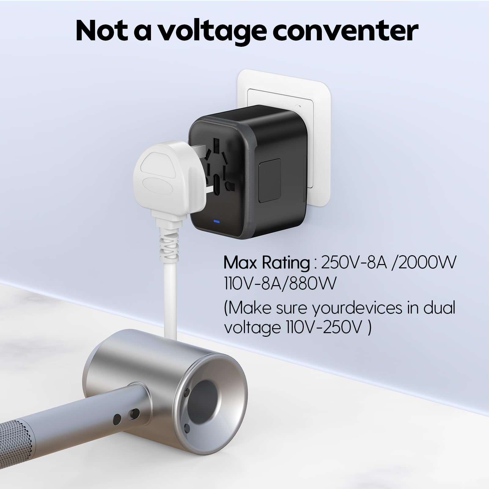 Jmfone International Power Plug Adapter, Universal Travel Adapter With 2 Usb C & 2 Usb A Ports And Multi Ac Sockets, All In One