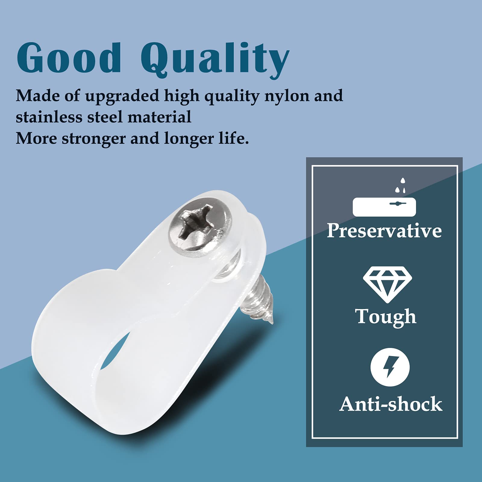 Rierdge 100 Pcs 3/8 Inch R Type Clip Clamp, Nylon P Type Mounting Clips, Cable Clip Wire Clamp For Wire Management, Stainless St