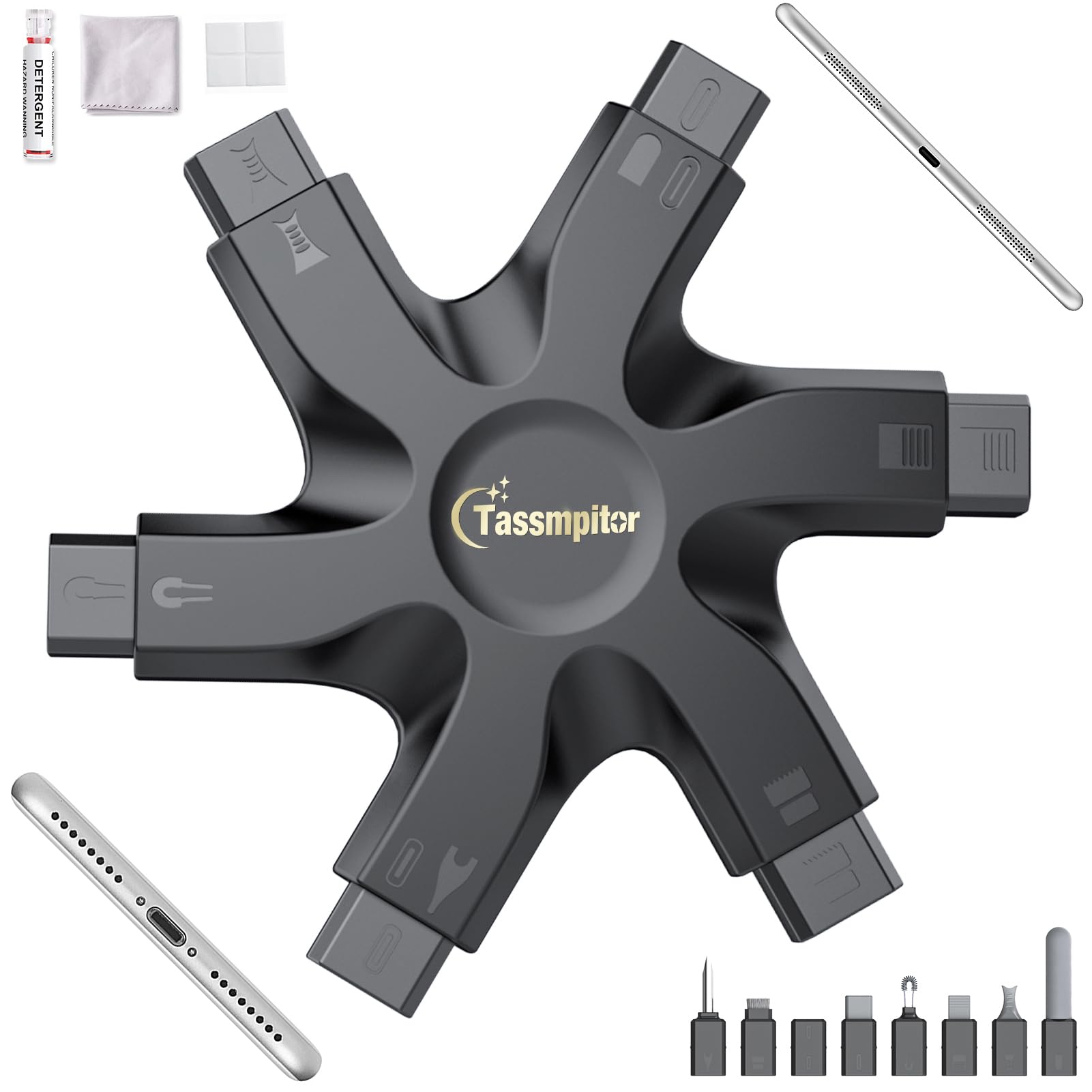 Tassmpitor for iPhone Cleaning Kit Phone Port Cleaner, Cleaner Kit for AirPod iPhone Pro Max, Cleaning Putty for Cell Phone Char