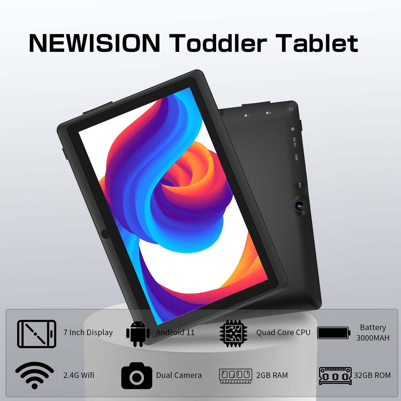 Newision 7 Inch Tablet 32 Gb - Android 11 Tablet With Quad Core Processor,Parental Control, Bluetooth,Type C,Tablet Pc With Case