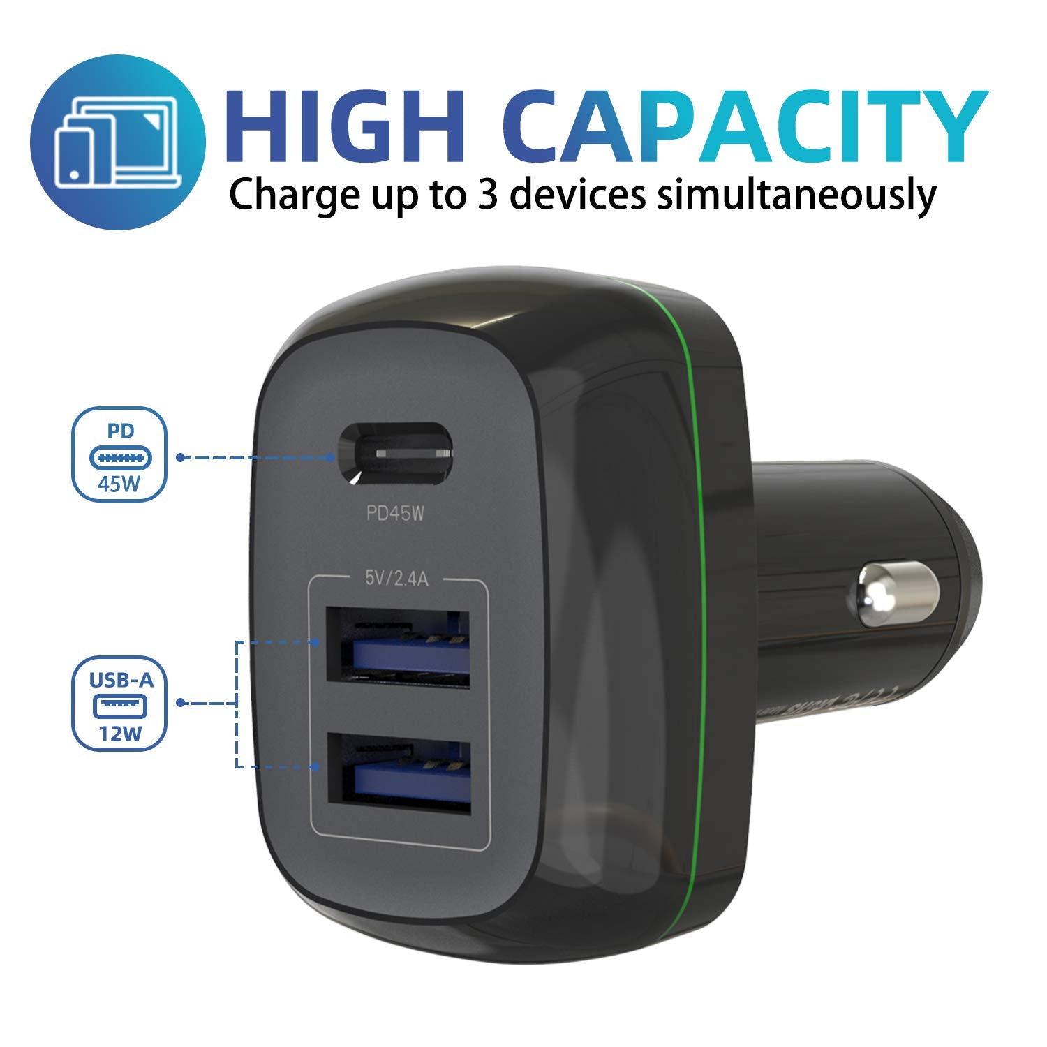 Surface Pro Car Charger Surface Laptop Car Charger, Usb C Car Charger Compatible With Surface Pro 7/6/5/4/3, Surface Laptop Go2/1, Surface Book/Go 3/2/1, Dual Usb Port For Ipad, Phone, Switch