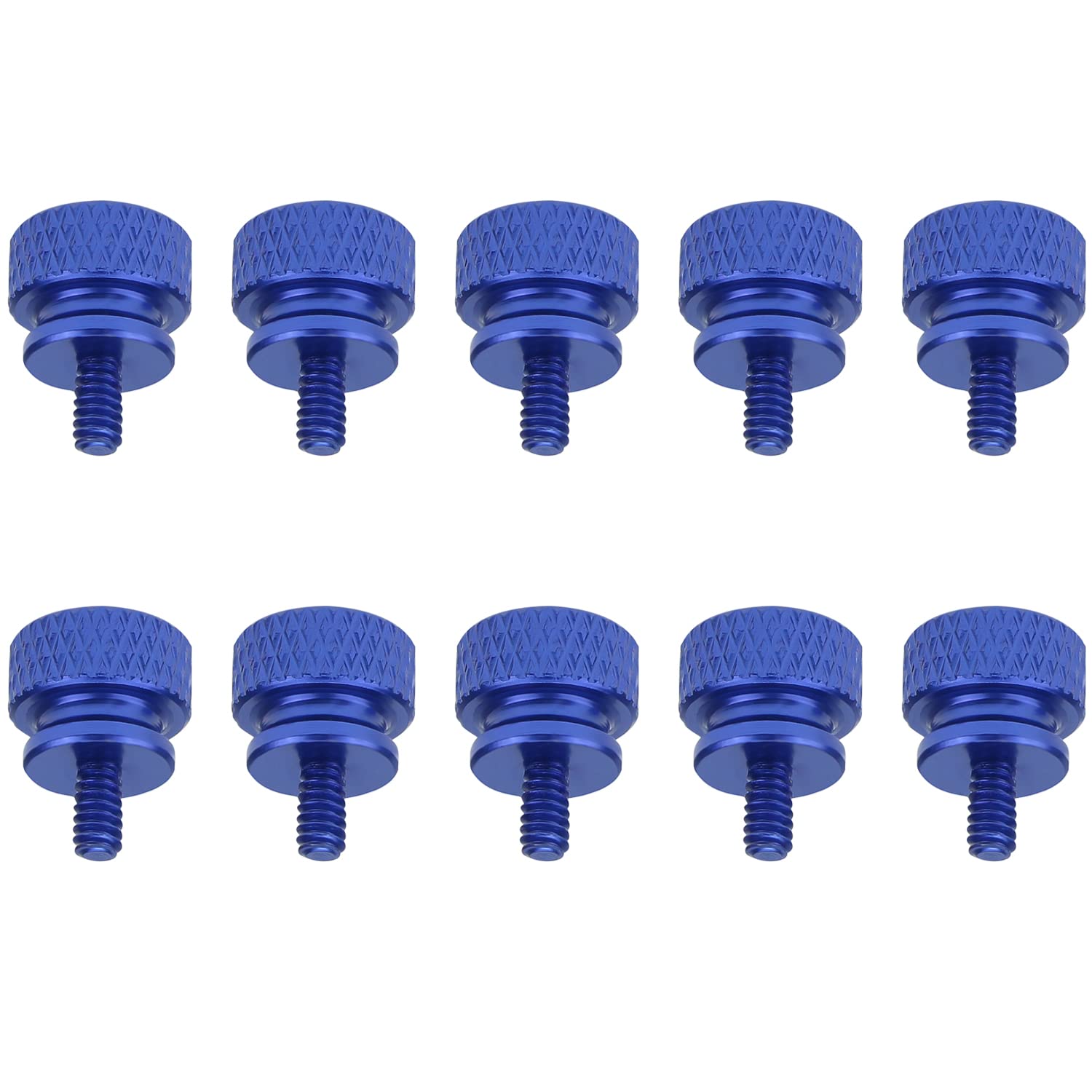 Helifouner 10 Pieces 6 32 Thread, Blue Color Anodized Aluminum Computer Case Thumbscrews, Thumb Screws For Computer Case/Cover/P
