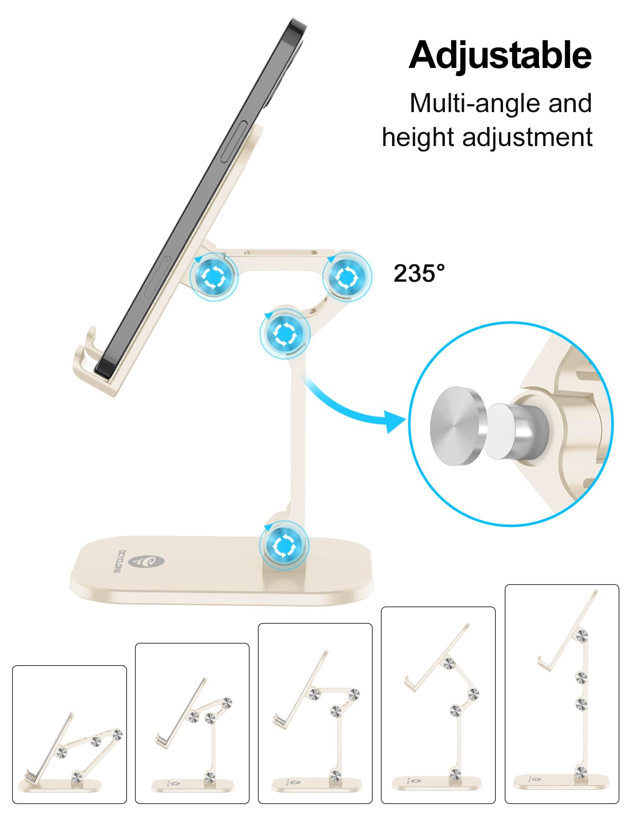 Ocyclone Cell Phone Stand, Angle Height Adjustable Iphone Stand For Desk, Cell Phone Holder Ipad Tablet Stand Compatible With Ip