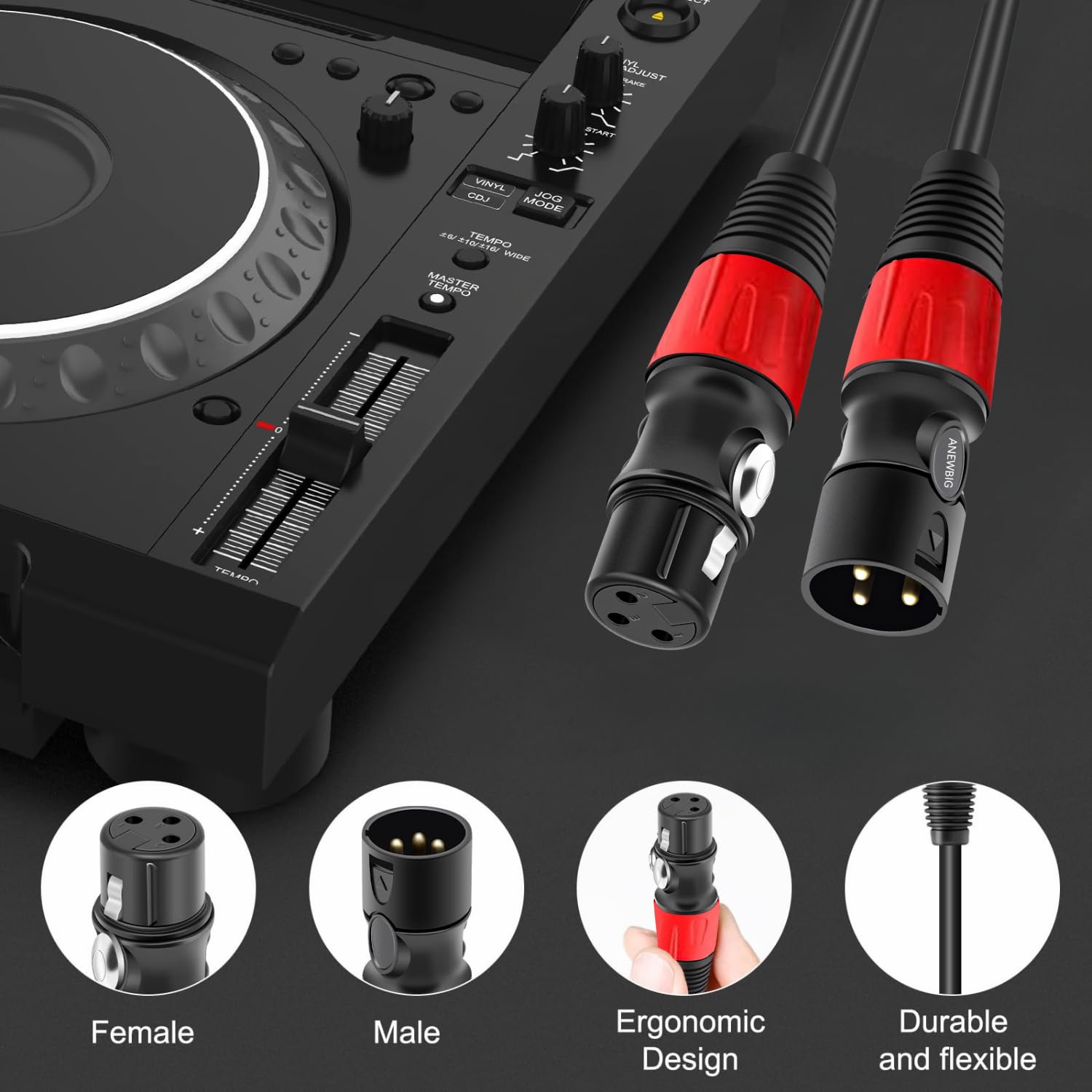 Anewbig Xlr Cables 25Ft 6 Pack,Xlr Male To Female Microphone Cables,3-Pins Gold-Plated Mic Cable With Od6.0Mm Jacket,Stage-Grade