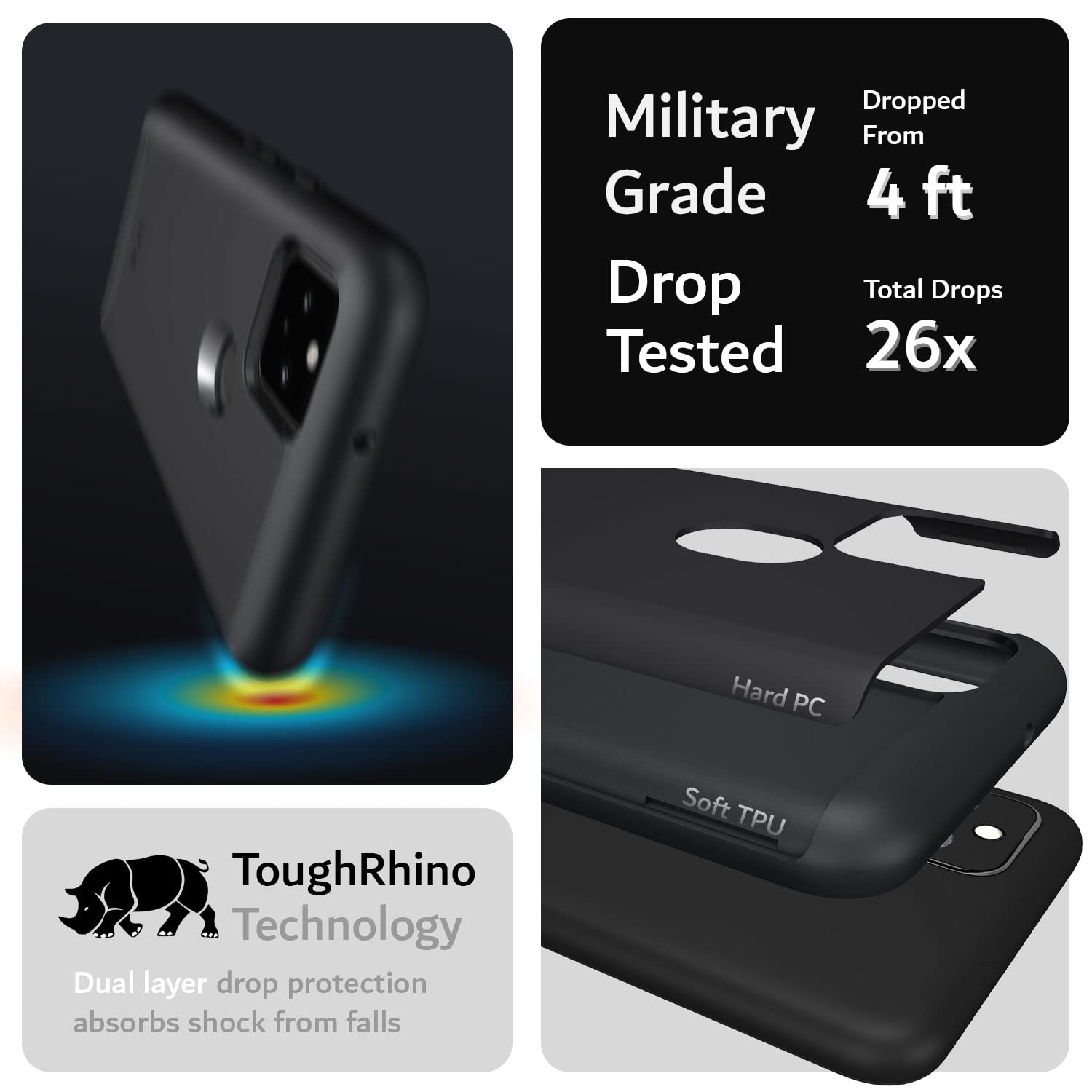 Tudia Dualshield Designed For Pixel 5 Case (2020), [Merge] Shockproof Dual Layer Military Grade Drop Protection Slim Protective