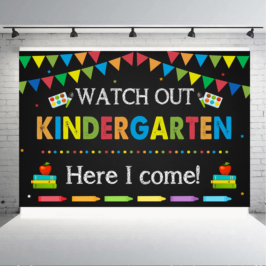 Aperturee Kindergarten Back To School Backdrop 6X4Ft Watch Out Here I Come First Day Of School Preschool Photography Background