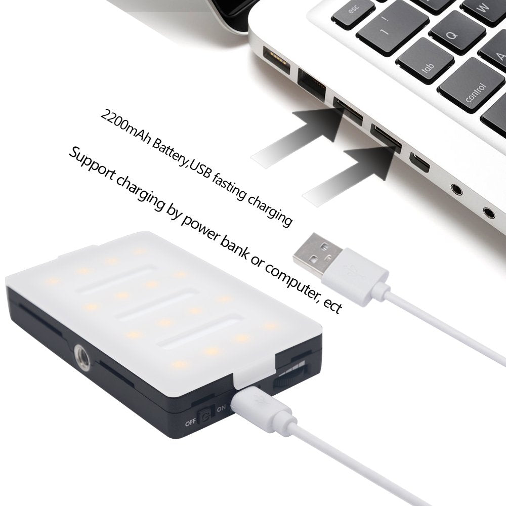 Venidice Lux 1600 Mini Led Video Light Panel On Camera Light Portable Cri95 Bi Color With 16 Led Dimmable Bulbs For Dslr Camera