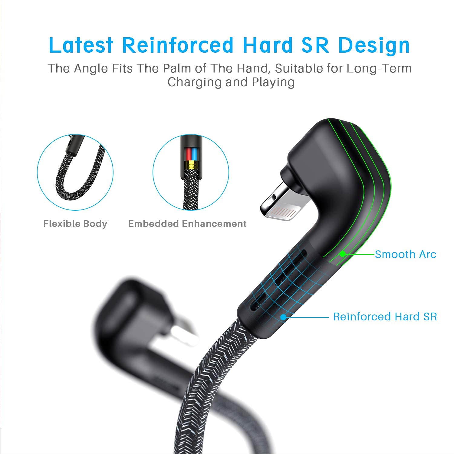 3Pack 90 Degree Iphone Charger 10Ft, Apple Mfi Certified 10 Feet Usb A To Lightning Cord Long, Nylon Right Angle 10 Foot Charging Cable For Apple Iphone 14 Pro Max/14Plus/13Pro/12 Mini/11/X/Xs/Xr/Ipad