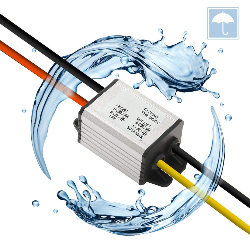 12V To 5V Dc Converter Car Power Voltage, Waterproof Dc 6.3 22V 12V Step Down To Dc 5V 3A 15W Voltage Regulator Buck Converter P