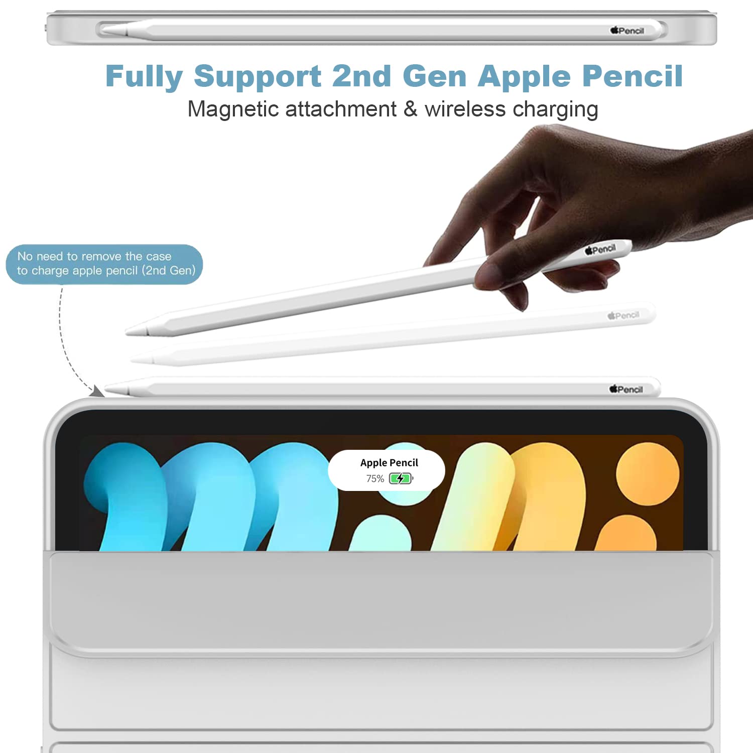 Imieet Ipad Mini 7 Case 2024 (A17 Pro), Ipad Mini 6 Case (8.3 Inch,2021 Model), Ipad Mini 7Th/6Th Generation Case With Pencil Holder, Trifold Stand Smart Case With Soft Tpu Back,Light Gray