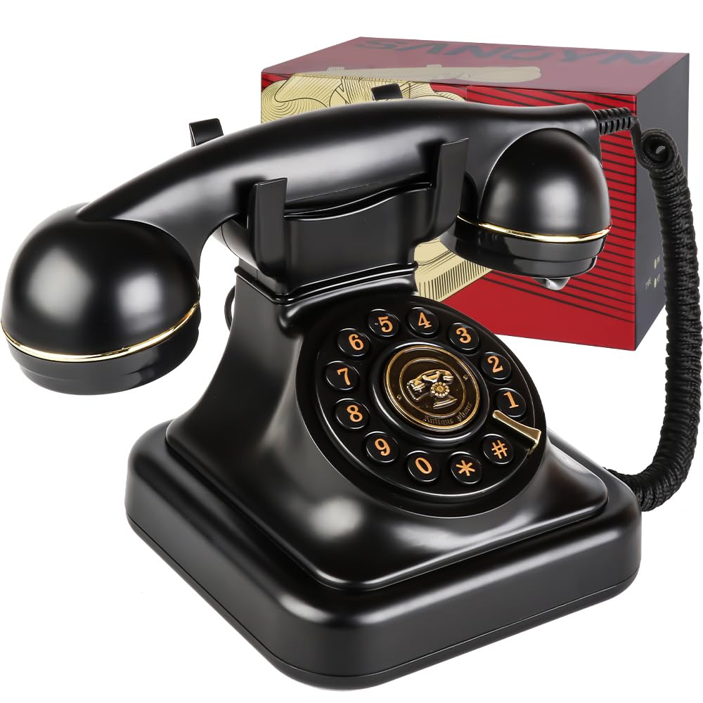 Sangyn Retro Landline Telephone With Ringer Control, Redial, Vintage Corded Desk Dial Phone Old Fashioned Landline Phones For Ho