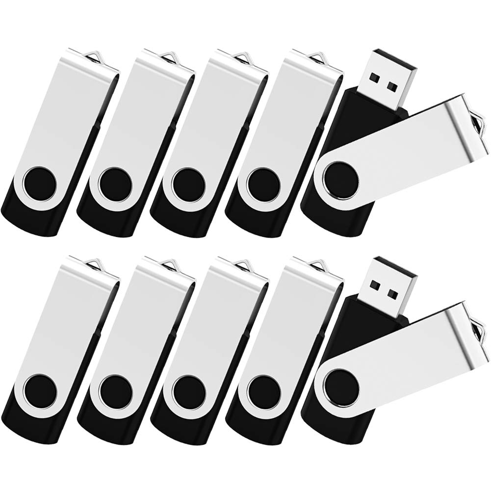 Kootion 100 Pack 2Gb Flash Drive Bulk Usb 2.0 Thumb Drive Wholesale Flash Drives Swivel Memory Stick Jump Drive, (Black, 100 Pcs