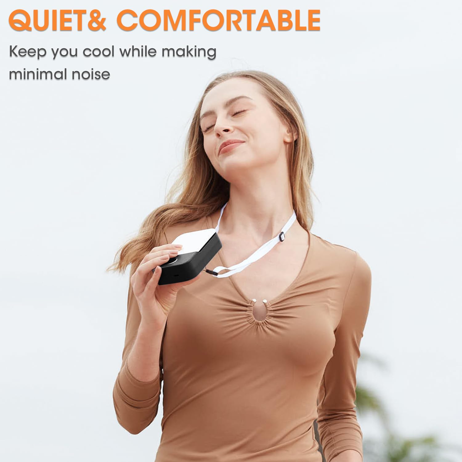 Andwing Portable Neck Fan Rechargeable, Mini Fan Handheld With Waist Clip 3 Speed Adjustable, Leafless Personal Fan For Home Off