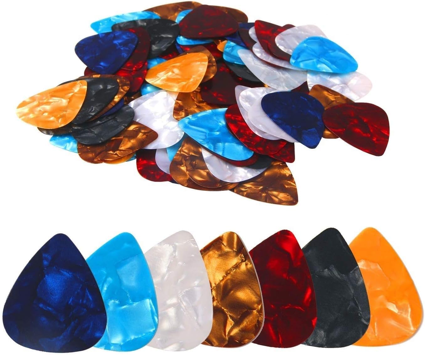 Fox Micro 20 Pack Guitar Picks Plectrums Medium Heavy Thickness & Variety Colorful Celluloid Plectrums For Bass Electric Acousti