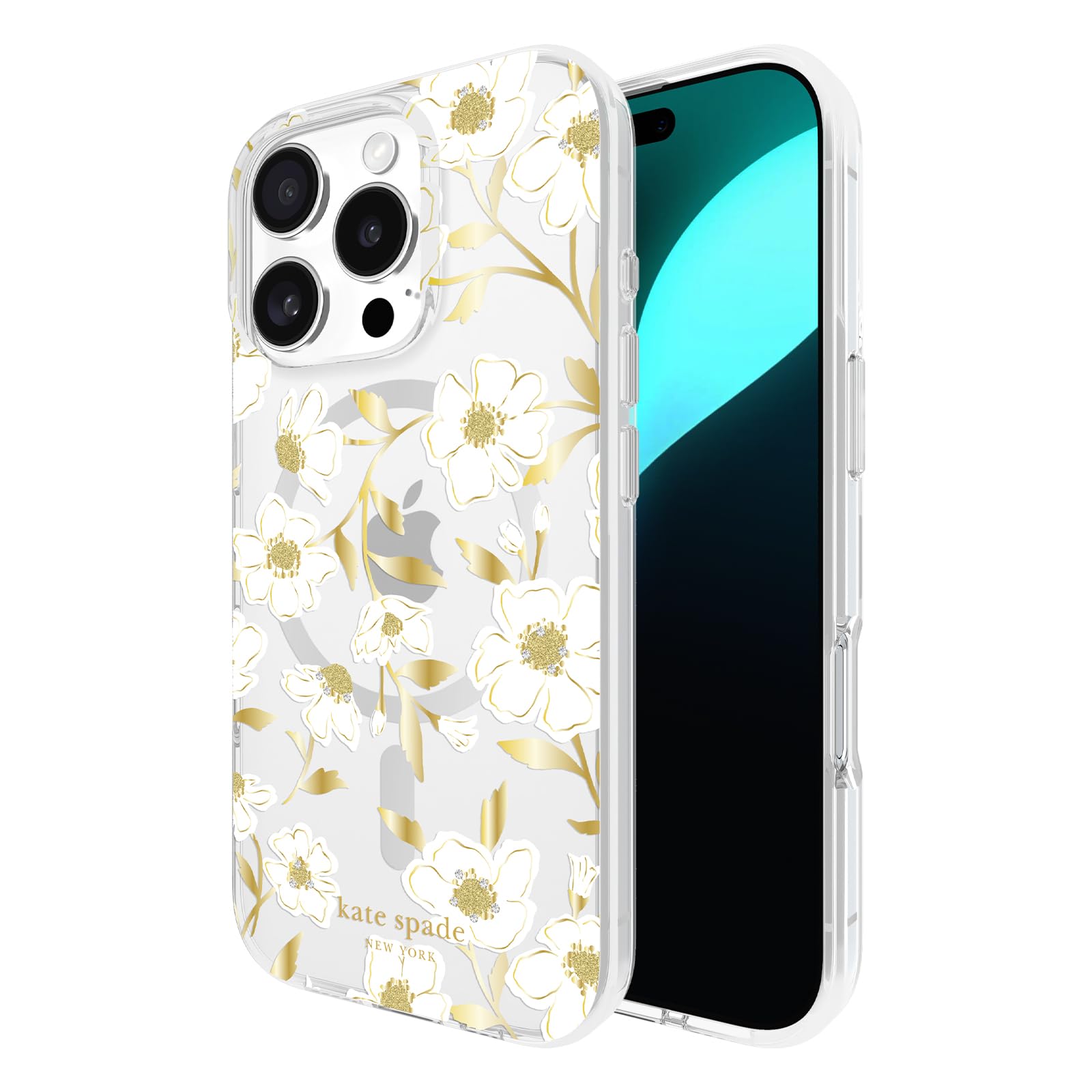 Kate Spade New York Iphone 16 Pro Case   Compatible With Magsafe   Designer Phone Case   Sunshine Floral Gems